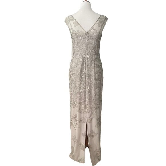 Lauren Ralph Lauren Sliver Sleeveless Floral Mesh Evening Maxi Dress Size 4 NWT - Picture 2 of 14